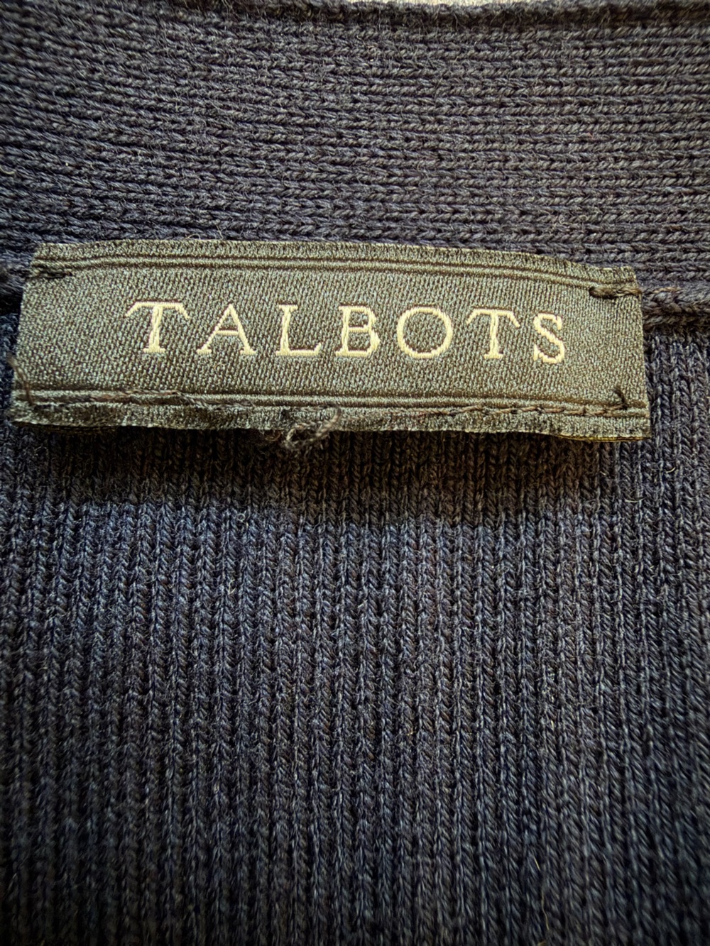 Talbots Navy Ribbed Open Front Long Cardigan Gold Button Cuffs - Picture 4 of 9